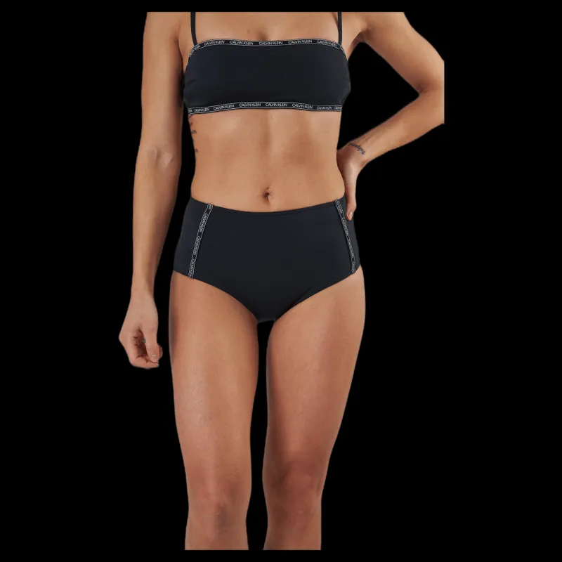 Sale Calvin Klein Core Logo Tape High Waist Bikini Brief Black Svart