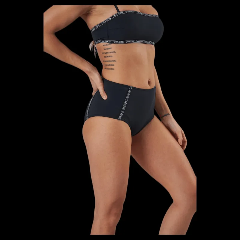 Sale Calvin Klein Core Logo Tape High Waist Bikini Brief Black Svart