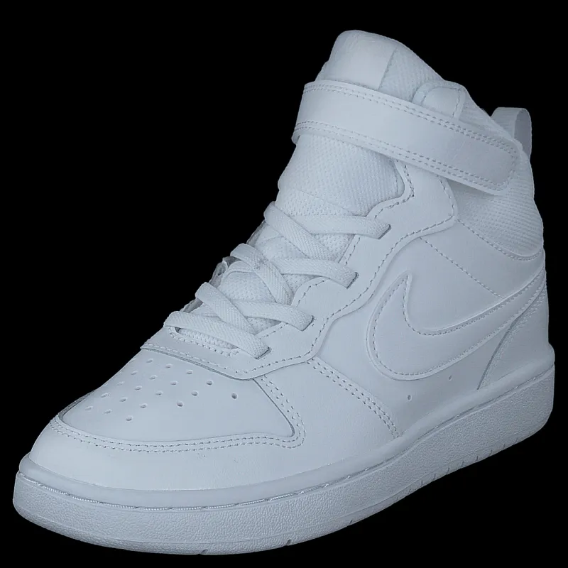 Nike Court Borough Mid 2 Little Kids' Shoes WHITE/WHITE-WHITE Vit Discount