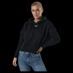 Tommy Hilfiger Sport Cropped Hoody Flag Logo Black Svart Best