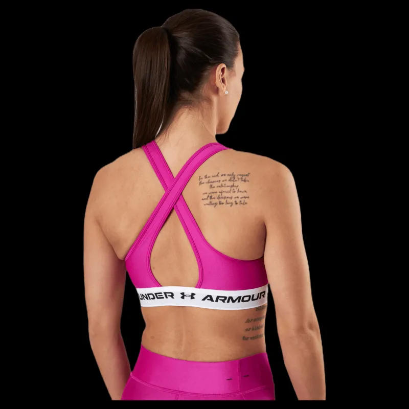 Hot Under Armour Crossback Mid Bra Pink Rosa
