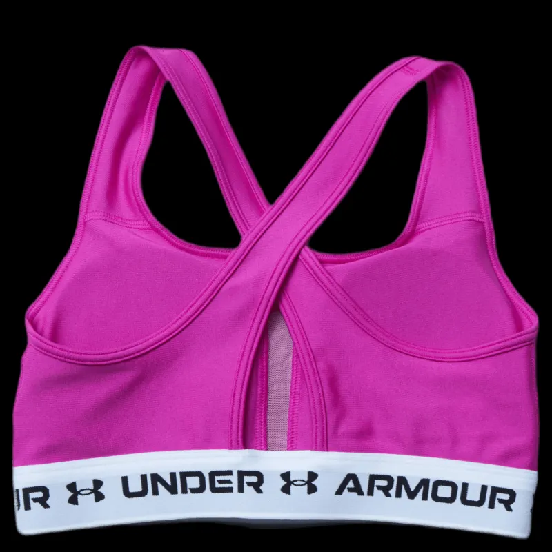 Hot Under Armour Crossback Mid Bra Pink Rosa
