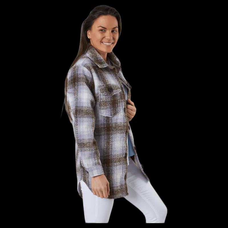 Only Deena-Oma L/S Check Shacket Cc Pnt White Vit New