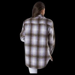 Only Deena-Oma L/S Check Shacket Cc Pnt White Vit New