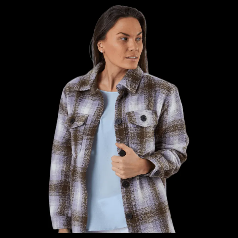 Only Deena-Oma L/S Check Shacket Cc Pnt White Vit New
