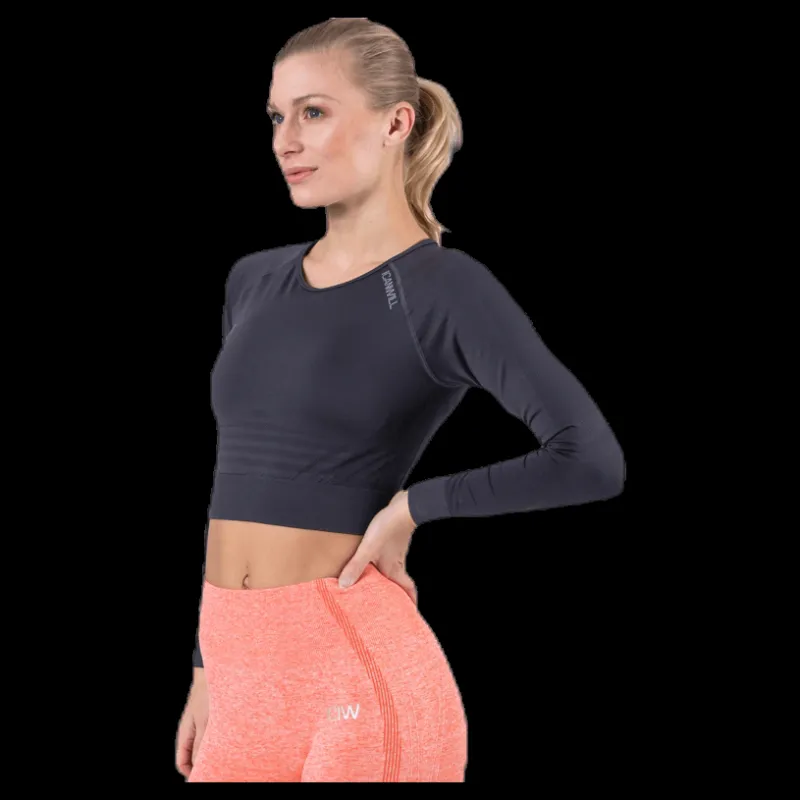 ICANIWILL Define Seamless L/S Crop Top Grey Grå Best