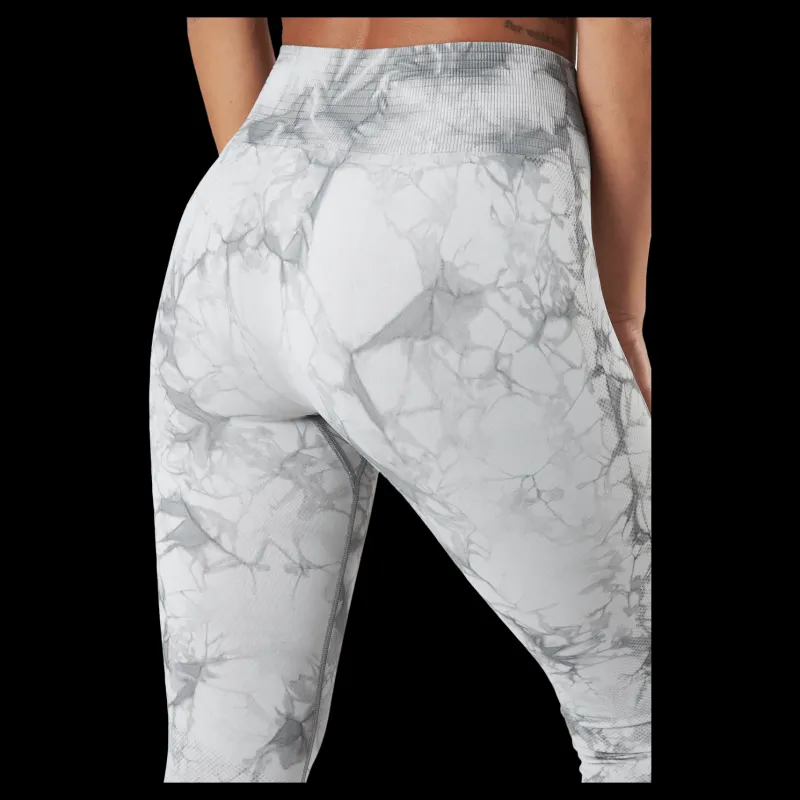 Sale ICANIWILL Define Seamless Tie Dye Tights Grey Melange Grå