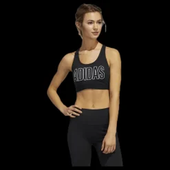 Clearance adidas Dont Rest Alphaskin Sport Branded Bra Black / White Svart