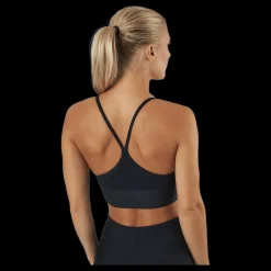 Discount Nike Dri-FIT Indy Women's Light-Support Padded Longline Sports Bra BLACK/WHITE Svart
