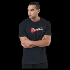 Outlet Nike Dri-FIT Men's Running T-Shirt BLACK Svart
