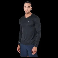 Nike Dri-FIT Miler Men's Long-Sleeve Running Top BLACK/REFLECTIVE SILV Svart Discount