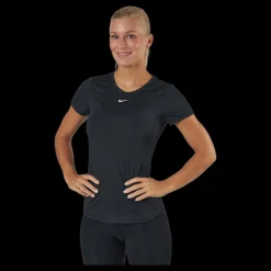 Nike Dri-FIT One Women's Slim Fit Short-Sleeve Top BLACK/WHITE Svart Discount