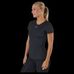 Nike Dri-FIT One Women's Slim Fit Short-Sleeve Top BLACK/WHITE Svart Discount