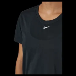 Nike Dri-FIT One Women's Standard Fit Short-Sleeve Top BLACK/WHITE Svart New