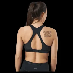 Best Nike Dri-FIT Swoosh Women's High-Support Non-Padded Adjustable Sports Bra BLACK/BLACK/DK SMOKE GREY/WHITE Svart