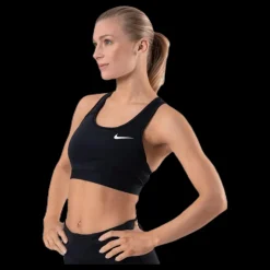 Nike Dri-FIT Swoosh Women's Medium-Support Non-Padded Sports Bra BLACK/BLACK/WHITE Svart Best