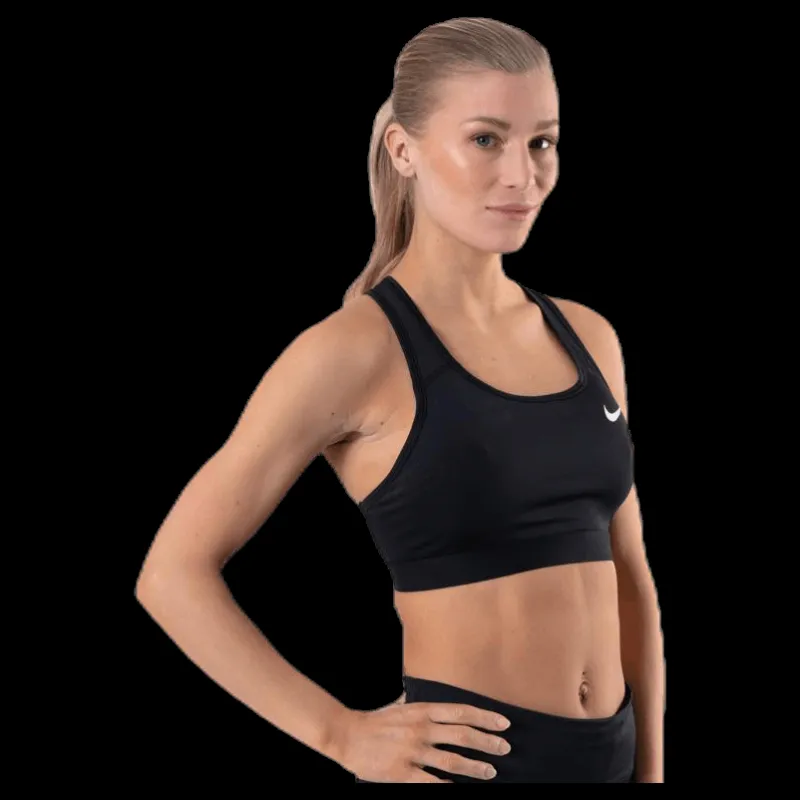Nike Dri-FIT Swoosh Women's Medium-Support Non-Padded Sports Bra BLACK/BLACK/WHITE Svart Best