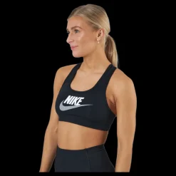 New Nike Dri-FIT Swoosh Women's Medium-Support Graphic Sports Bra BLACK/WHITE/PARTICLE GREY Svart