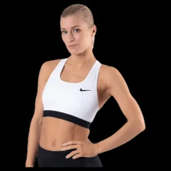 Nike Dri-FIT Swoosh Women's Medium-Support Non-Padded Sports Bra WHITE/BLACK/BLACK Vit Discount