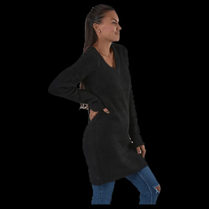 Pieces Ellen Ls V-Neck Knit Dress Black Svart Outlet