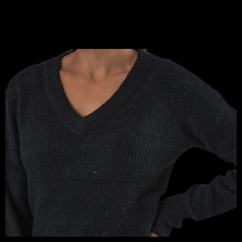 Pieces Ellen Ls V-Neck Knit Dress Black Svart Outlet