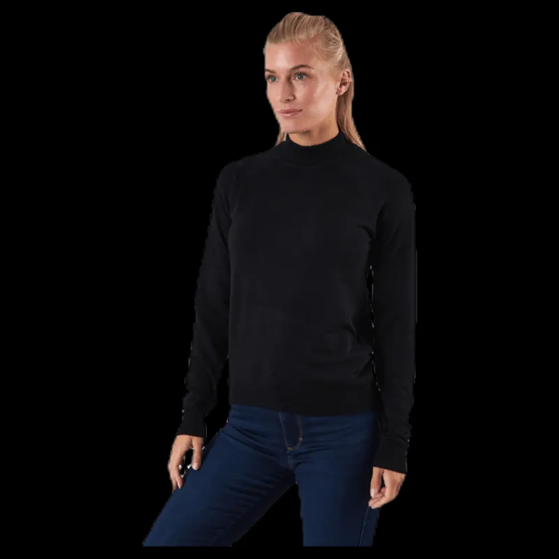 Pieces Esera Ls High Neck Knit Black Svart Sale