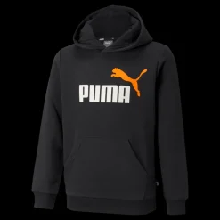 Puma Ess+ 2 Col Big Logo Hoodie Fl Black-vibrant Orange Svart
