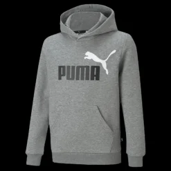 Sale Puma Ess+ 2 Col Big Logo Hoodie Fl Medium Gray Heather Grå