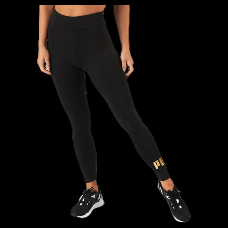 Discount Puma ESS Logo Leggings Black/Gold Svart