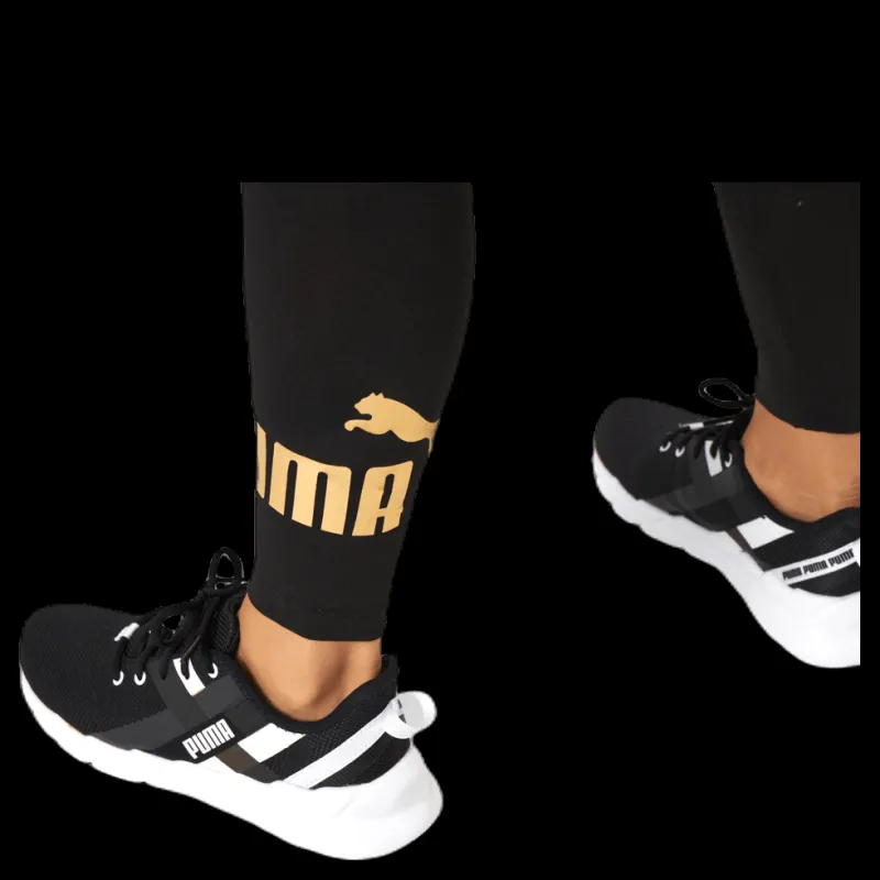 Discount Puma ESS Logo Leggings Black/Gold Svart