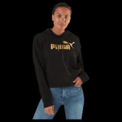 Puma ESS+ Metallic Cropped Hoody TR Black/Gold Svart Best