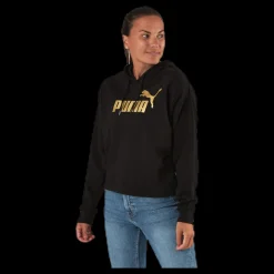 Puma ESS+ Metallic Cropped Hoody TR Black/Gold Svart Best