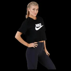 Nike Essential Icon Crop Futura Tee White/Black Svart Hot