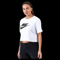 Nike Essential Icon Crop Futura Tee White/Black Vit Best