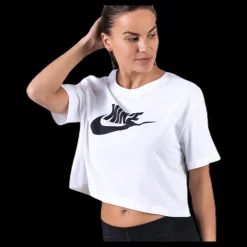Nike Essential Icon Crop Futura Tee White/Black Vit Best