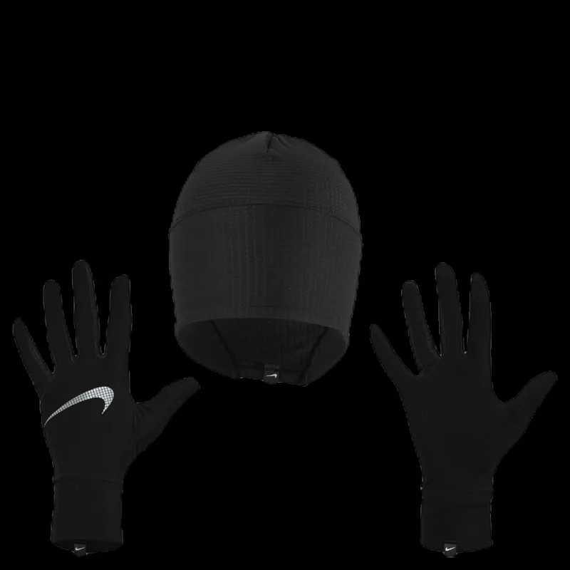Sale Nike EQ Essential Running Hat And Glove Set W Black Svart