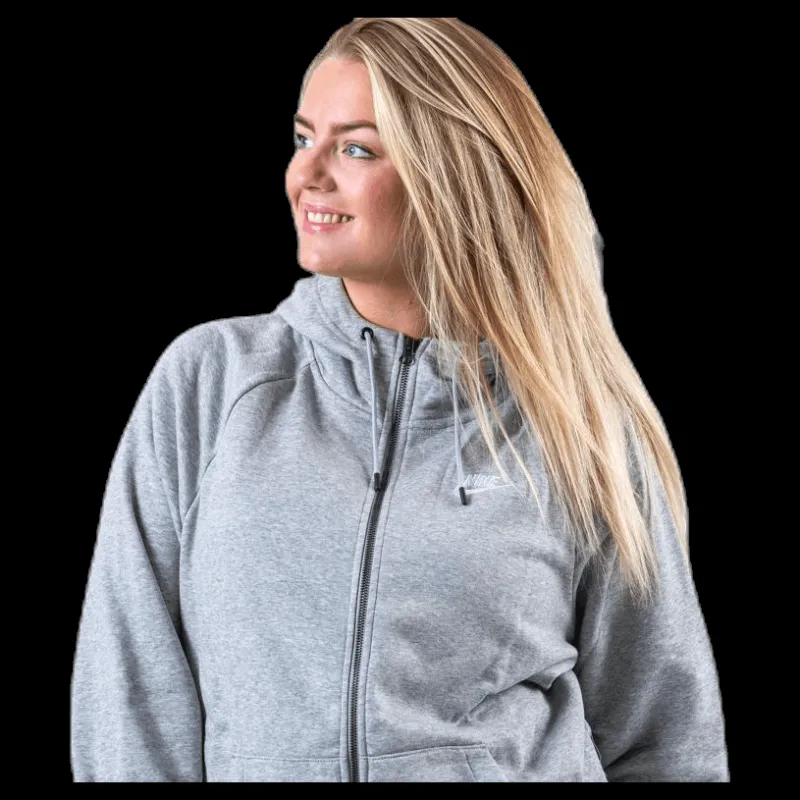 Nike Essential Zip Hoodie Plus Grey Grå New
