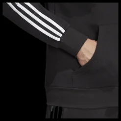 Outlet adidas Essentials 3 Stripes Fullzip French Terry Black / White Svart