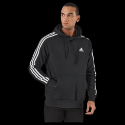 Discount adidas Essentials French Terry 3-Stripes Hoodie Black Svart