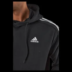 Discount adidas Essentials French Terry 3-Stripes Hoodie Black Svart