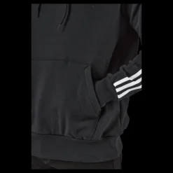 Discount adidas Essentials French Terry 3-Stripes Hoodie Black Svart
