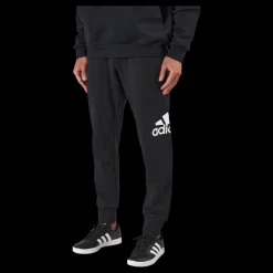 adidas Essentials French Terry Tapered Cuff Logo Joggers Black Svart Clearance