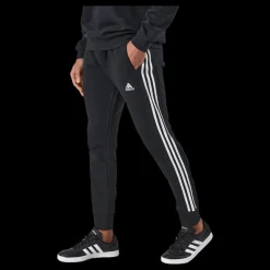 adidas Essentials French Terry Tapered Cuff 3-Stripes Joggers Black Svart New