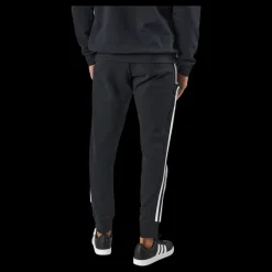 adidas Essentials French Terry Tapered Cuff 3-Stripes Joggers Black Svart New