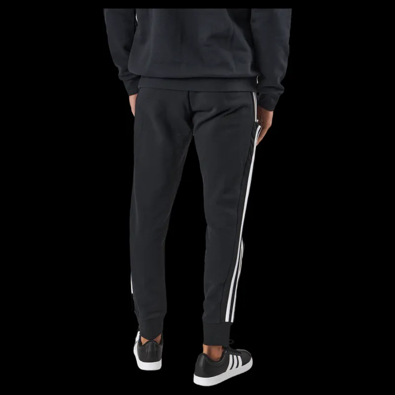 adidas Essentials French Terry Tapered Cuff 3-Stripes Joggers Black Svart New