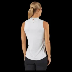 adidas Essentials Heathered Mock-Neck Sleeveless Golf Polo Shirt White Vit