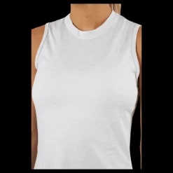 adidas Essentials Heathered Mock-Neck Sleeveless Golf Polo Shirt White Vit