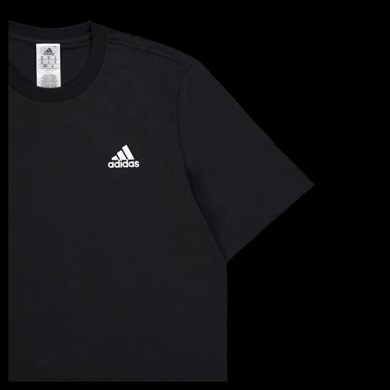 Outlet adidas Essentials Single Jersey Embroidered Small Logo T-Shirt Black Svart