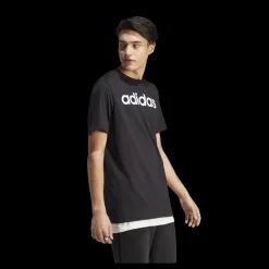 adidas Essentials Single Jersey Linear Embroidered Logo T-Shirt Black Svart Best