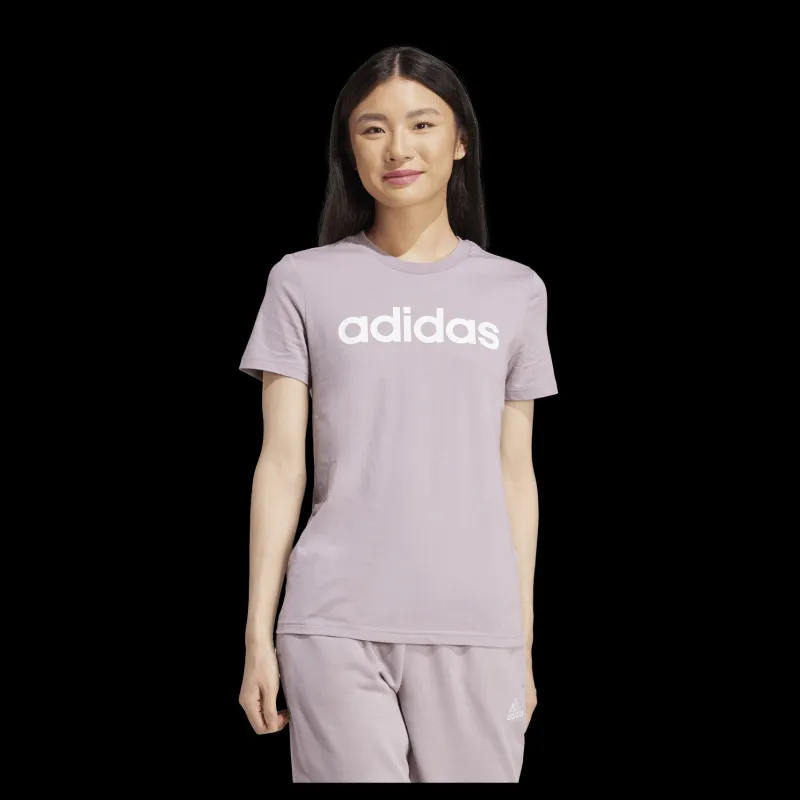adidas Essentials Slim Logo T-Shirt Preloved Fig / White Lila